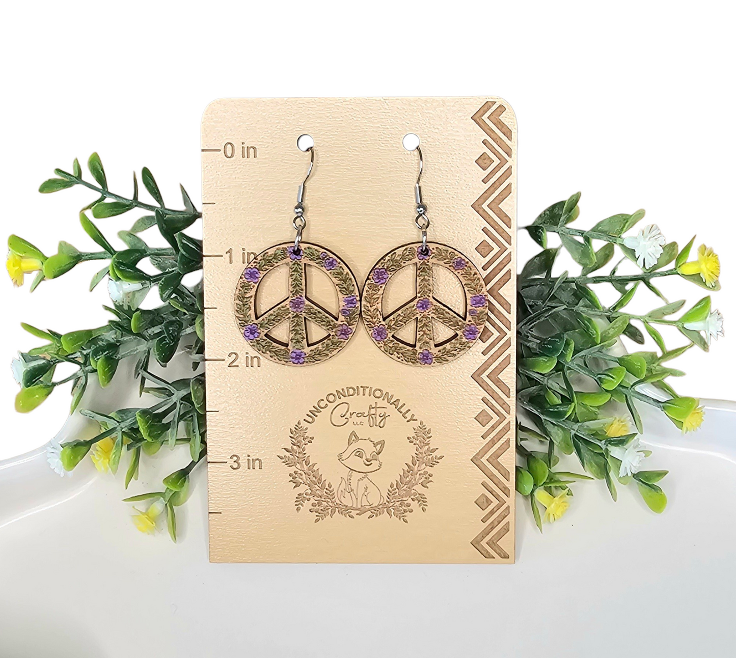Floral Peace Sign Earrings