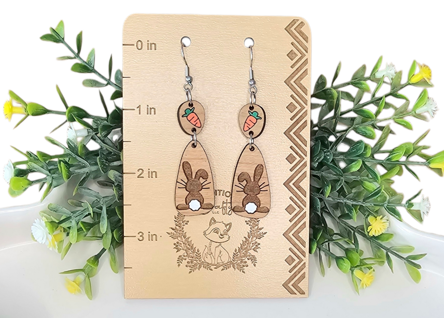 Brown Bunny and Carrot Earrings