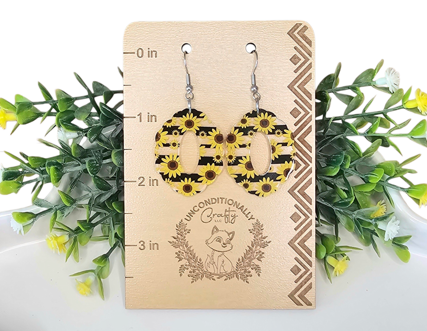 Oval Sunflower Earrings