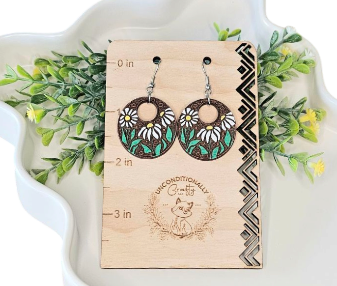 Engraved Daisy Earrings