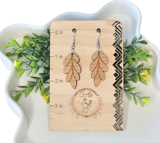 Lined Long Leaf Earrings