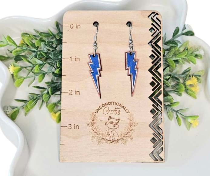 Lake Blue Streak Lightning Bolt Earrings
