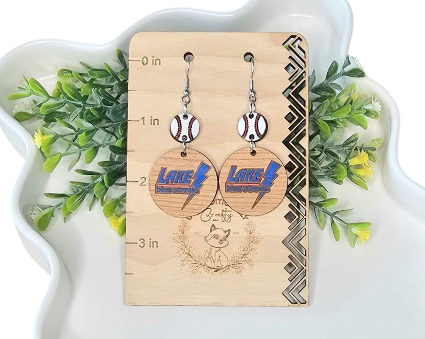 Lake Blue Streaks Baseball Earrings