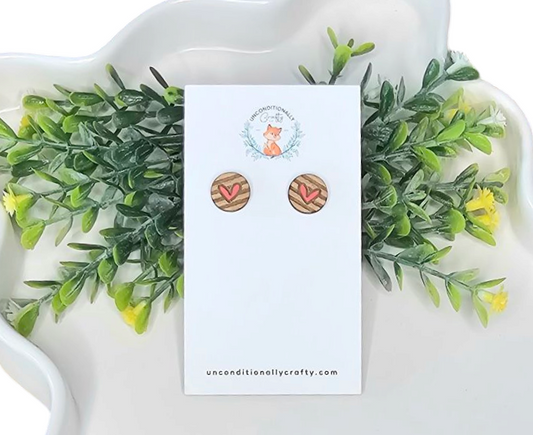Striped Heart Stud Earrings