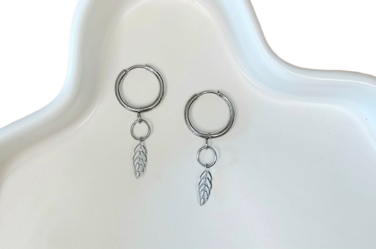 Minimalist Leaf Hoops
