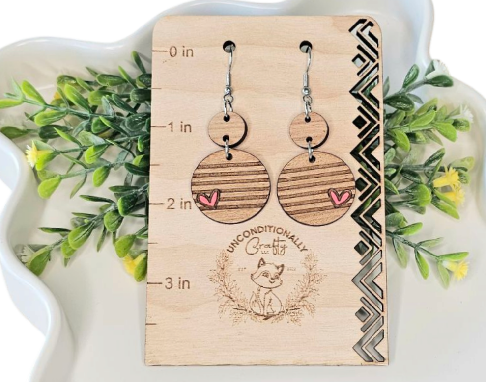 Striped Heart Dangle Earrings