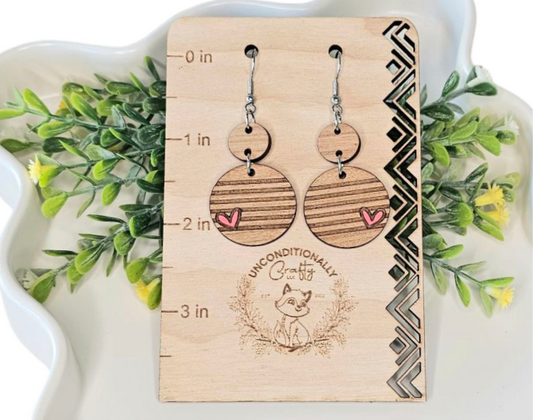 Striped Heart Dangle Earrings