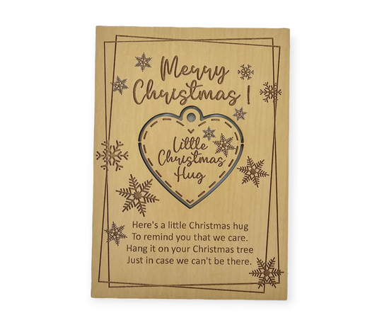 Wood Christmas Card Heart Ornament