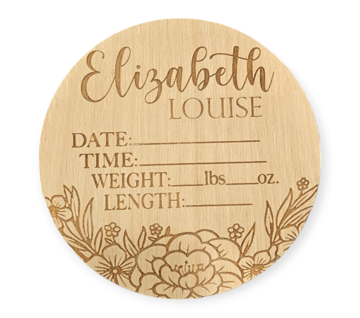 Floral Wooden Birth Annoucement Sign