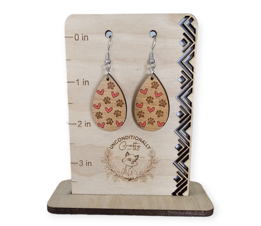 Hearts and Dog Paw Earrings