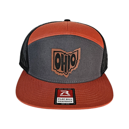 Ohio Adult Richardson Flat Bill Snapback Hat with Leathette Patch