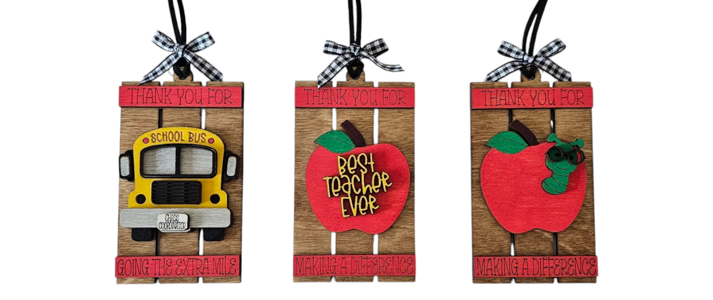 Teacher and Bus Driver Apperciation Ornaments