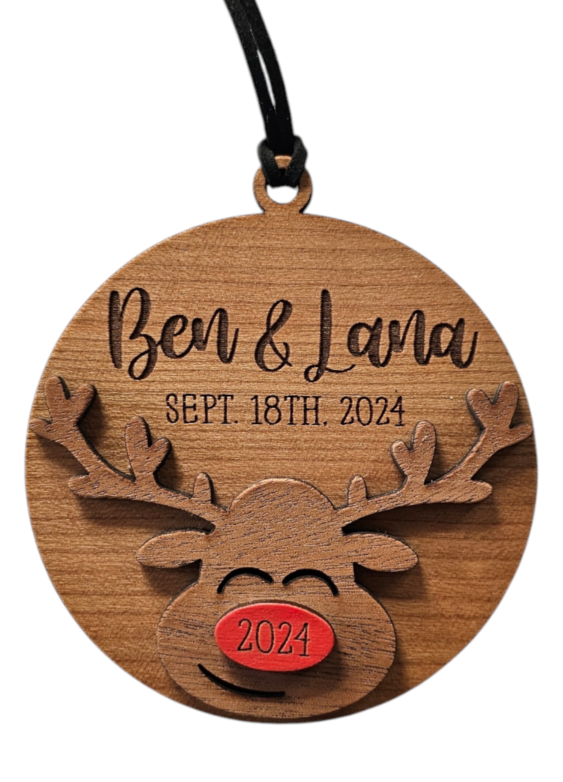 2024 Personalized Christmas Reindeer Ornament, Baby's First Christmas Ornament, Our First Christmas