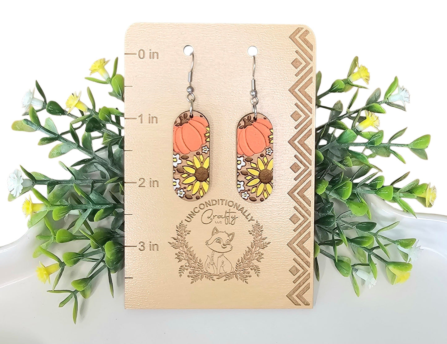 Pumpkin and Flowers Earrings