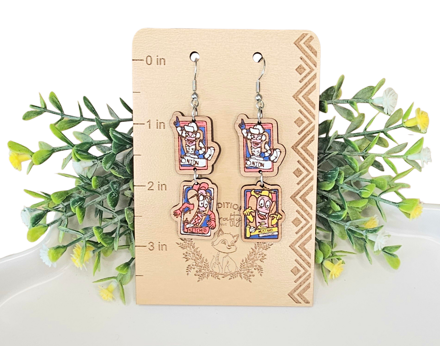 Baseball Hotdog Earrings