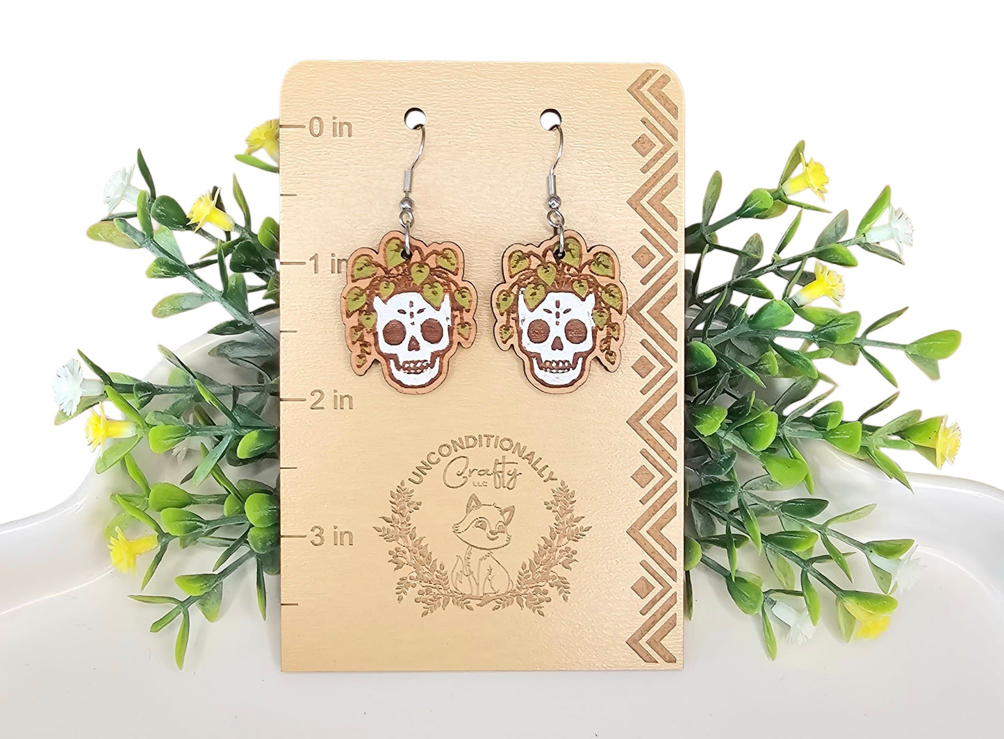Sugar Skull Vine Crown Earrings