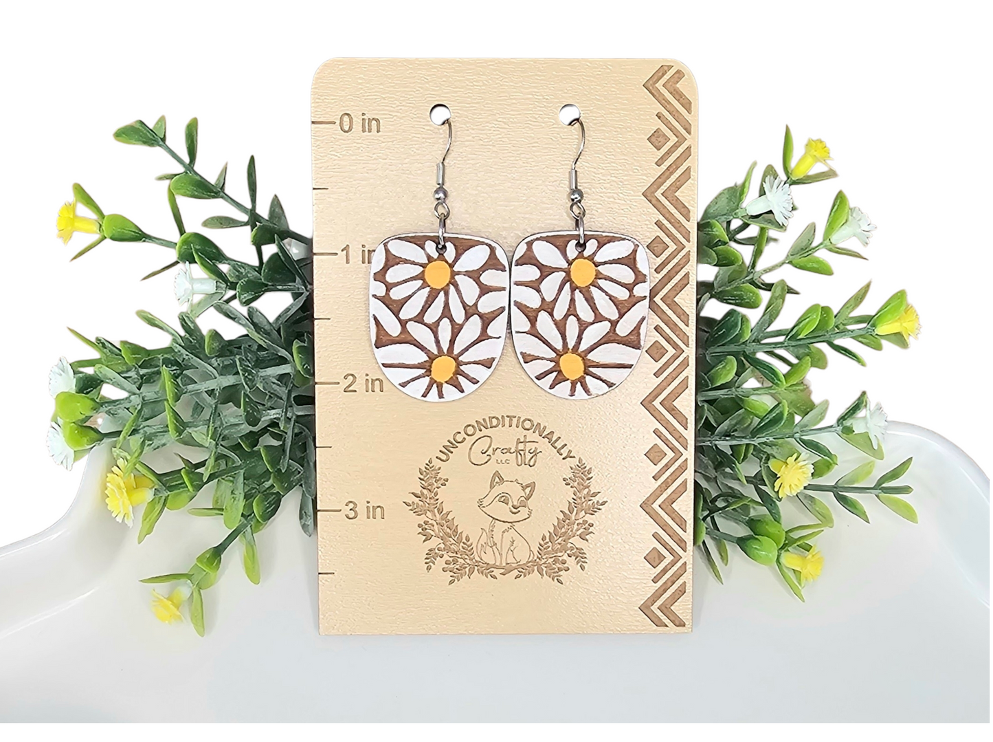 Engraved Daisy Earrings