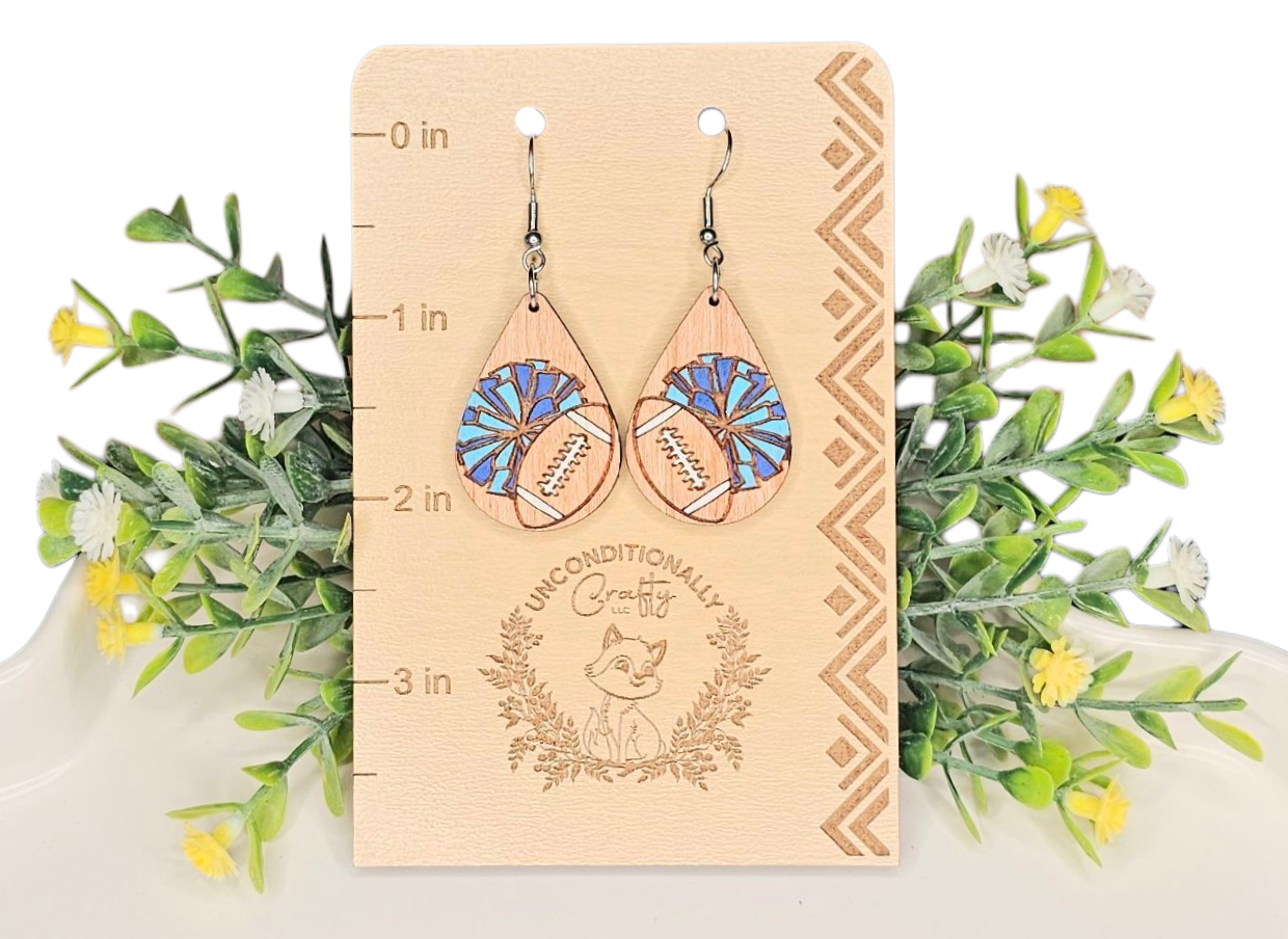 Pom Pom School Spirit Football Earrings