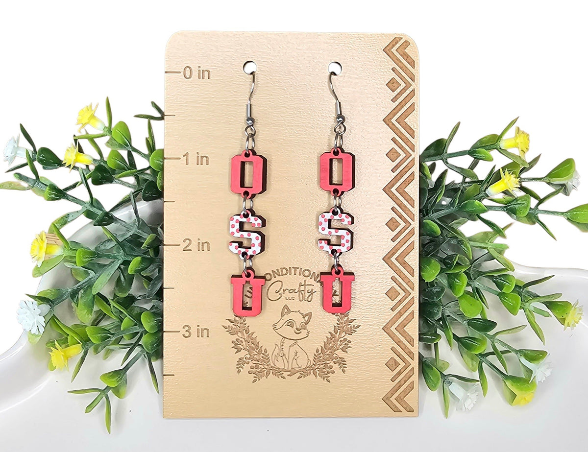 O-S-U Letter Earrings