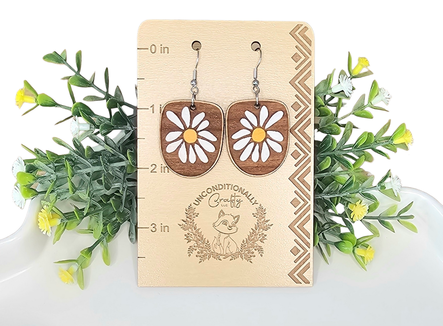 Engraved Daisy Earrings