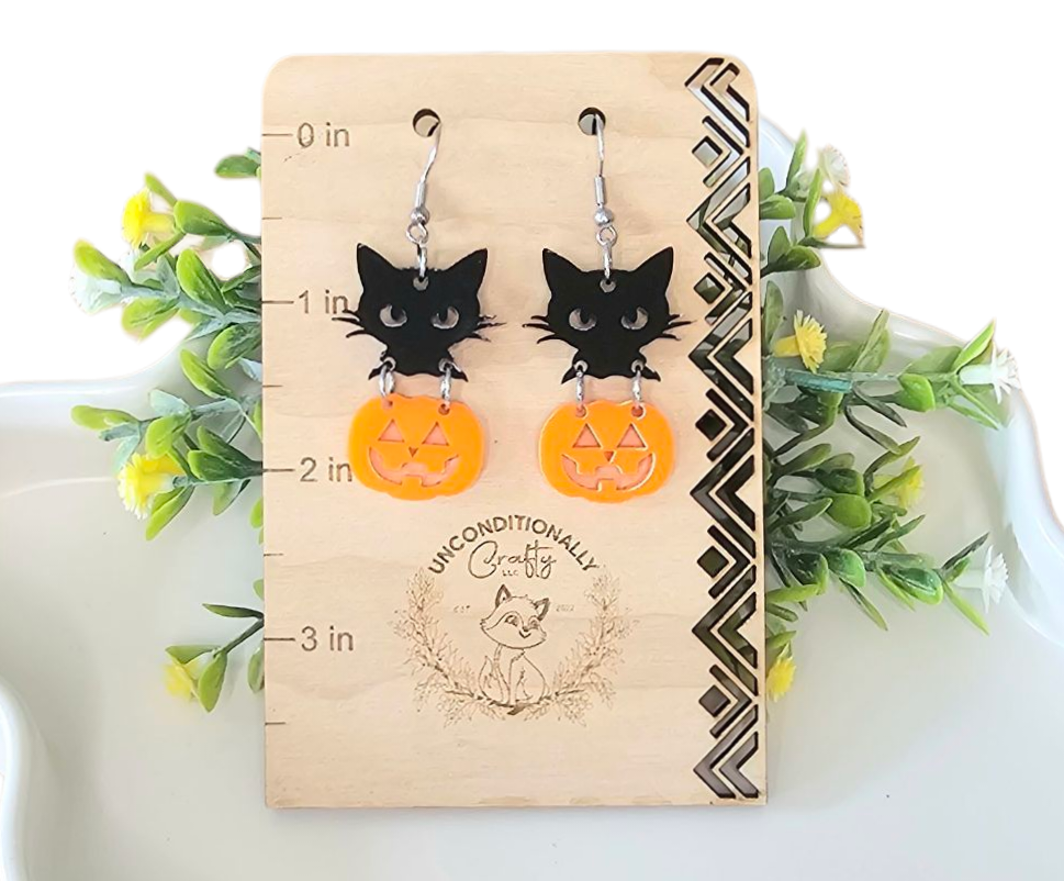 Cat in Pumpkin Earrings
