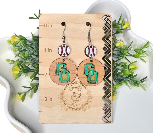 Glenoak Baseball Earrings