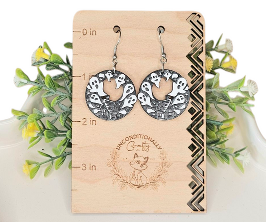 Ghost Haunted House Earrings