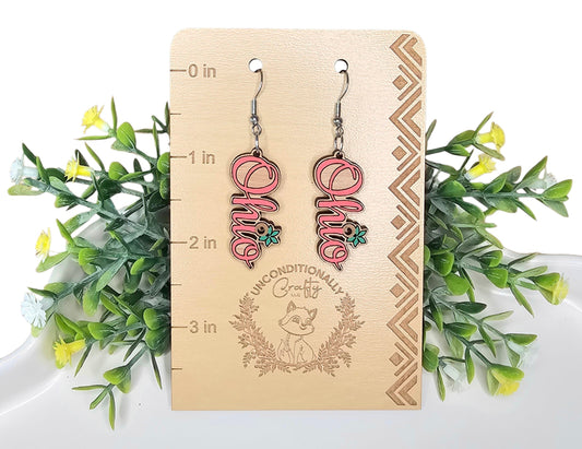 Ohio Buckeye Script Earrings