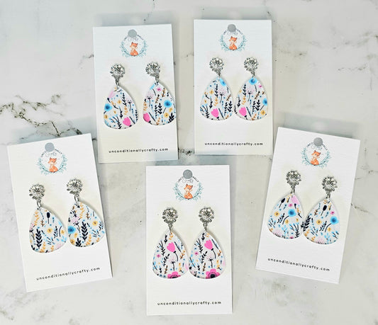 Floral Acrylic Earrings with Sunflower Connectors