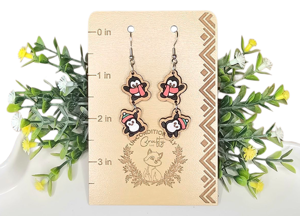 Festive Penguin Dangle Earrings