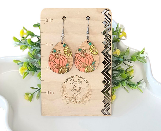 Fall Pumpkin and Sunflower Earrings